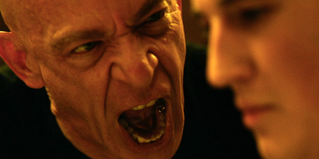 Fletcher, from the movie "Whiplash," screaming angrily.